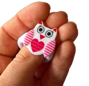 Pierwsza gumeczka sowa serce biała