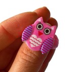 Pierwsza gumeczka sowa serce jasny róż