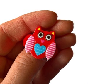 Pierwsza gumeczka sowa serce czerwona
