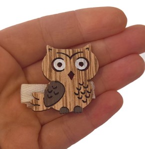 Drewniana sowa spinka hand made