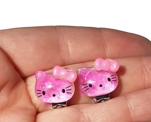 Klipsy kotki żywica brokat 