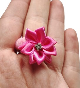 Gumeczka kwiatuszek wstążka z cyrkonią fuksja