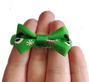 Kokardka świąteczna zielona w reniferki