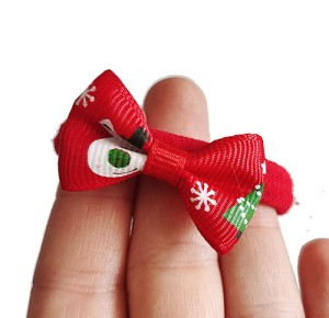 Kokardka świąteczna czerwona w reniferki 