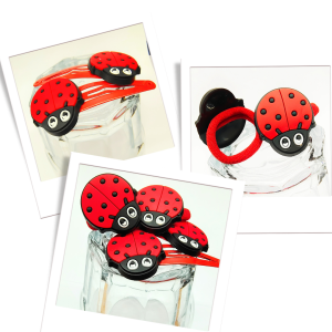 Zestaw biedroneczki 4 szt: spinki+gumki