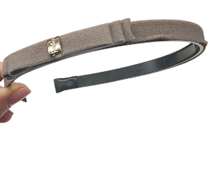 Opaska Kokardka Aksamitka Popielata