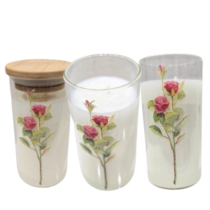 Świeca z wosku sojowego - róża w słoiczku