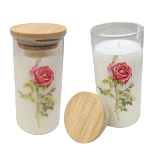 Świeca z wosku sojowego - róża w słoiczku