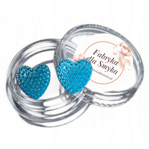 Klipsy kropelki rosy serduszka hand made niebieskie