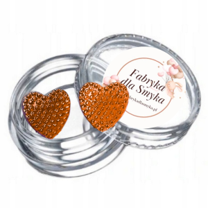 Klipsy kropelki rosy serduszka hand made ciemny złoty