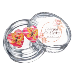 Klipsy motylki żółte na różowym tle  