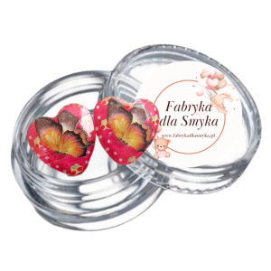 Klipsy motylki pomarańczowe na ciemno-różowym tle  