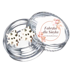 Klipsy śnieżynki gwiazdki drewniane