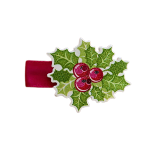 Świąteczna spineczka z drewnianą ozdobą hand made 