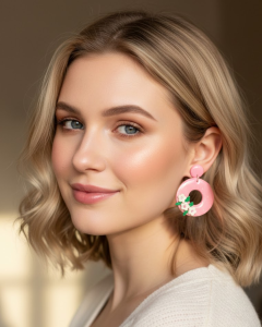 Koła z kwiatuszkami - kolczyki srebro 925