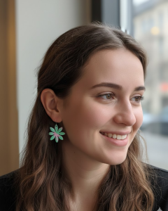 Neonowa Stokrotka - kolczyki stal